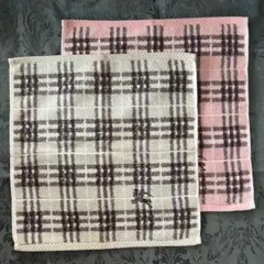 未使用　2枚セット　レアカラー　バーバリー　ウォッシュタオル　ピンク＆グリーン