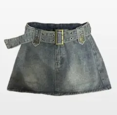 ベルト デニム キュロット スカート Y2K