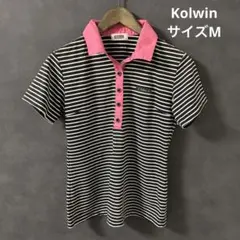 Kolwin コルウィン ゴルフポロシャツ ボーダー ピンク襟 Mのサムネイル