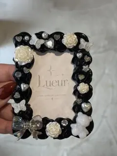♡ハンドメイド ブラック ホワイト トレカケース ホイップデコ♡