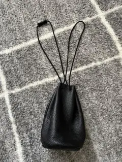 本革　レザー 巾着バッグ　黒