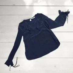 See By Chloé シルク100% ネイビーブラウス 34 リボン袖のサムネイル