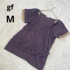 gf ジーエフ カシュクールカットソー 半袖 茶系 無地 袖ドット トップス/Mのサムネイル