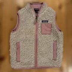 patagonia フリースベスト 3T クリーム/ピンク