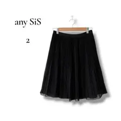 any SiS レディース　ひざ丈プリーツスカート　ラメ入り　ブラック　Mサイズ