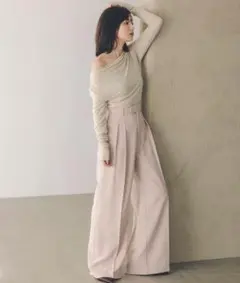 anuans ツータックワイドパンツ ピンク S - メルカリ
