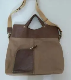 期間限定】ハンドメイド メンズ ショルダーバッグ キャンパス 皮革 