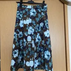 ブギウギ花柄ブラウンフレア スカート