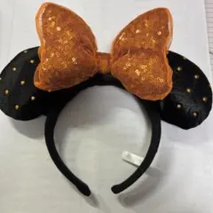 ミッキーマウス耳カチューシャ オレンジリボン