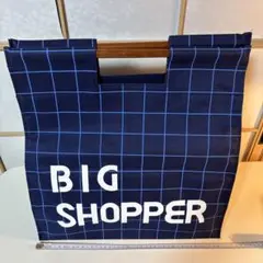 41cm 希少 持ち手 木製 BIG SHOPPER チェック 海外 土産