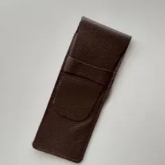 新品未使用　日本製　本革ペンケース ダークブラウン スリム