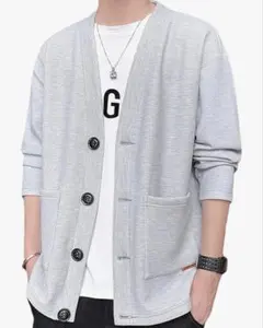 新品⭐️ カーディガン ライトグレー 3XL 大きめ ゆったり 羽織 セーター