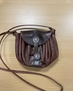 レザー ミニショルダーバッグ ブラウン ヴィンテージ ポシェット