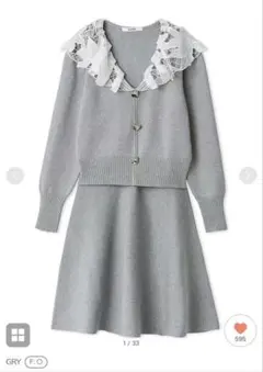 スナイデルミニニットセットレースラッフルカラー ニット×スカートセット