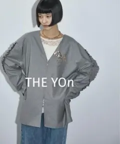 タグ付き新品 THE YOn 2way フリルラインスリーブノーカラージャケット