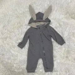 ベビー服　新生児　赤ちゃん　うさぎ　ロンパース　グレー　サイズ66