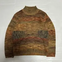 vintage 総柄　ニット　個性的　ブラウン　アメカジ