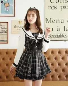 LIZLISA(リズリサ) セーラーカラーセットアップ ブラックチェック