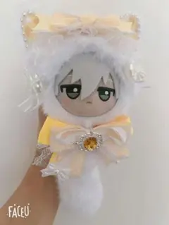 ぬい服 ちびぐるみ10cm 可愛いレースリボンお姫様パール付き猫 着せ替え服