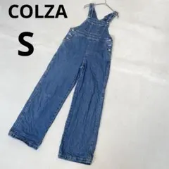 COLZA コルザ デニムパンツ オーバーオール 無地 ブルー Sのサムネイル