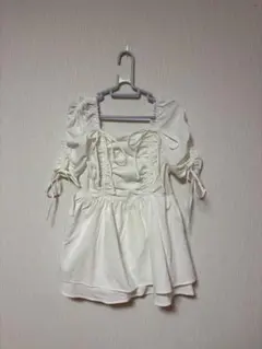 オフショルダー パフスリーブ ブラウス ホワイト スクエアネック