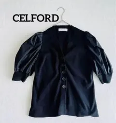美品☆CELFORD パワショルニットカーディガン　半袖　ドッキング　36サイズ