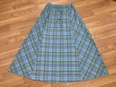 値下げ‼️青緑のチェック柄フレアスカート