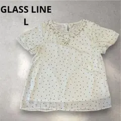 GLASS LINE 半袖ブラウス アイボリー ドット柄 ビーズ刺繍 L 夏のサムネイル