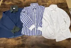 長袖シャツ3点セット（デニム・ストライプ・ホワイト）