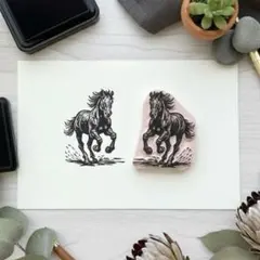 手彫り消しゴムはんこ【駿馬】＊動物シリーズ＊