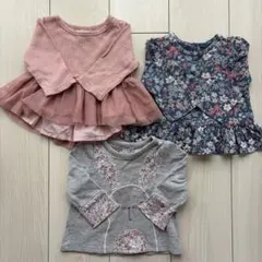 女の子 70cm 長袖トップス3点セット
