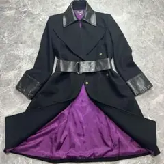 ドルチェアンドガッバーナ　ベルト　ロング　ウール　コート　レザー　裏地派手　M