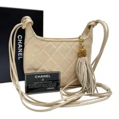 シャネル ラムスキン マトラッセ フリンジ ショルダー バッグ ココマーク