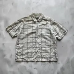00s Eddie Bauer コットンリネン チェックシャツ 緑 XLのサムネイル