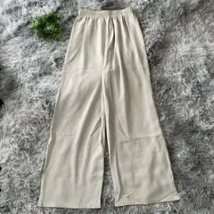 ワイドパンツ ゆったり カジュアル ゴムウエスト ガウチョパンツ M