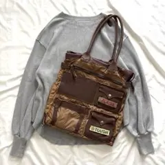 00's vintage トートバッグ ブラウン 多ポケット アメカジ