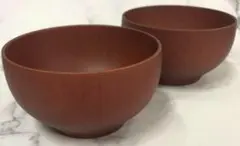 新品 天然木 まるっとぽてりボウル ブラウン 2個セット 天然素材 茶碗