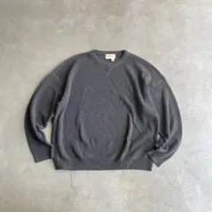 90s Eddie Bauer ガゼットV コットンニット L ダークグレー