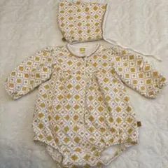 moimolin 花柄ロンパース&帽子セット 70