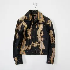 ブリーチ加工　デニムジャケット　Lサイズ　ダークグレー