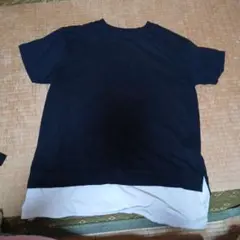 レイヤードデザイン 半袖Tシャツ 黒/白