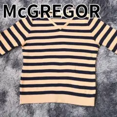 McGREGOR レディース ニットセーター ボーダー柄 Vネック M