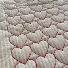 未使用 ＊ 韓国 キルティング 生地 ハート ストライプ ピンク