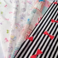 布地　ハギレ　女のコ柄　4枚セット