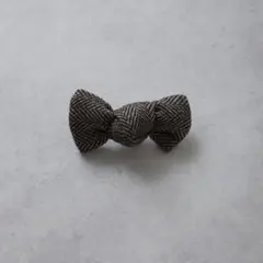 【1度使用】rizière 蝶ネクタイ ヘリンボーン柄 チャコール