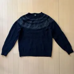 UNIQLO ユニクロ ノルディック柄 ニット セーター M ネイビー メンズ