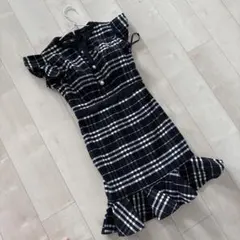 チェック柄フリルナイトドレス