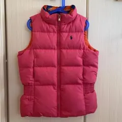 ラルフローレン ダウンベスト リバーシブル ピンク オレンジ