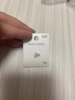 ハート型クリスタルピアス 16G & ゴールドピアス 14G