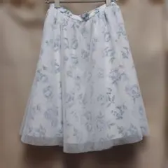 花柄 チュールスカート ホワイト